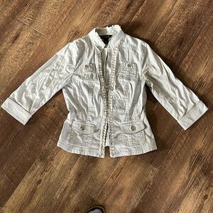 White House Black Market Sz 4 Light Blue Jacket Shirt